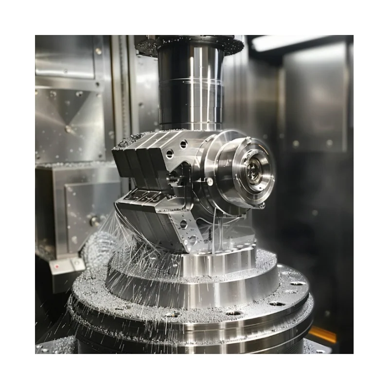 Spindle, clamped form and chips in the supplied machining-scene reference